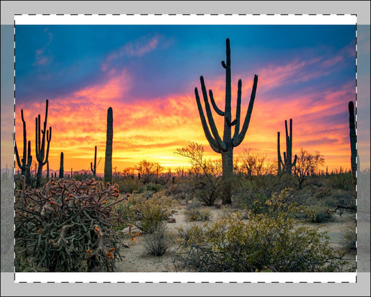 Vibrant Desert Sunset Landscape Framed Poster - Saguaro Cactus Wall Art Print, Southwest Decor - Toddcraft