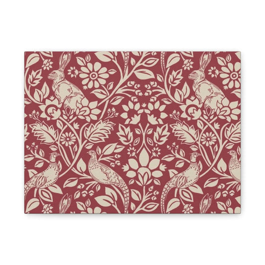 William Morris Merton Abbey Madder Floral Wallpaper Canvas Print Classic Rabbit & Bird Pattern, Matte Stretched Wall Art 1.25 - Toddcraft