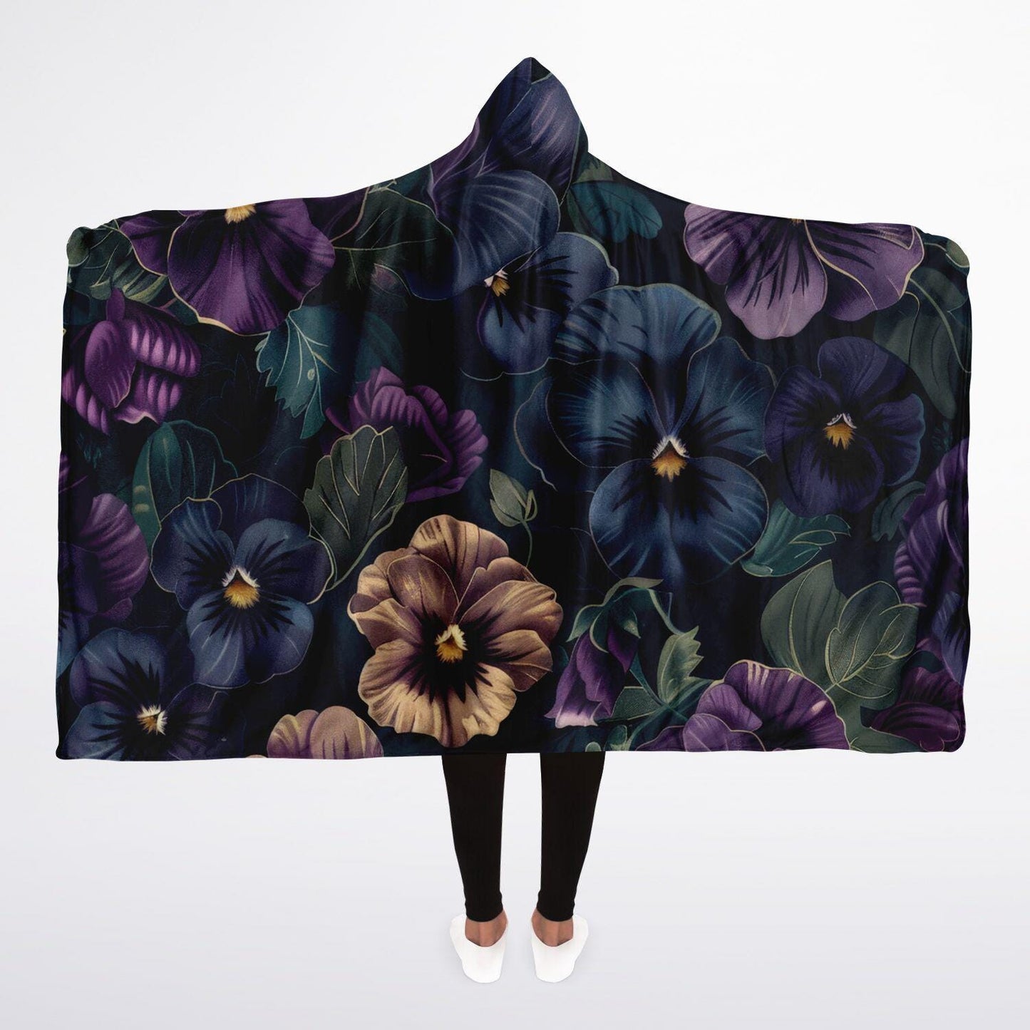 Floral Hooded Blanket Micro Fleece Cozy AOP Flowerily Print Wrap for Women & Men Soft Warm Gift - Toddcraft