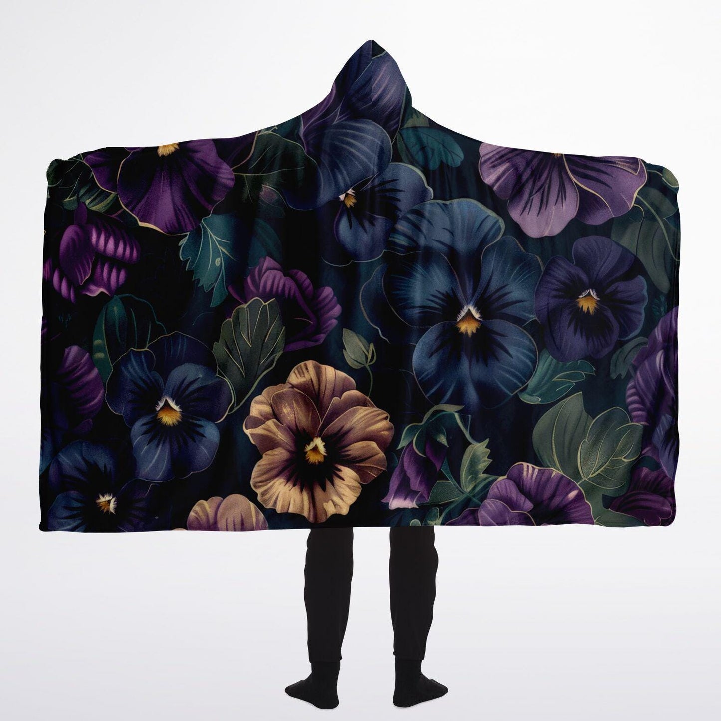 Floral Hooded Blanket Micro Fleece Cozy AOP Flowerily Print Wrap for Women & Men Soft Warm Gift - Toddcraft