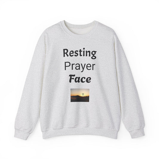 Prayer Face Sweatshirt Unisex Cozy Crewneck, Religious Humor Pullover, Faith Inspired Casual Top for Men & Women - Toddcraft