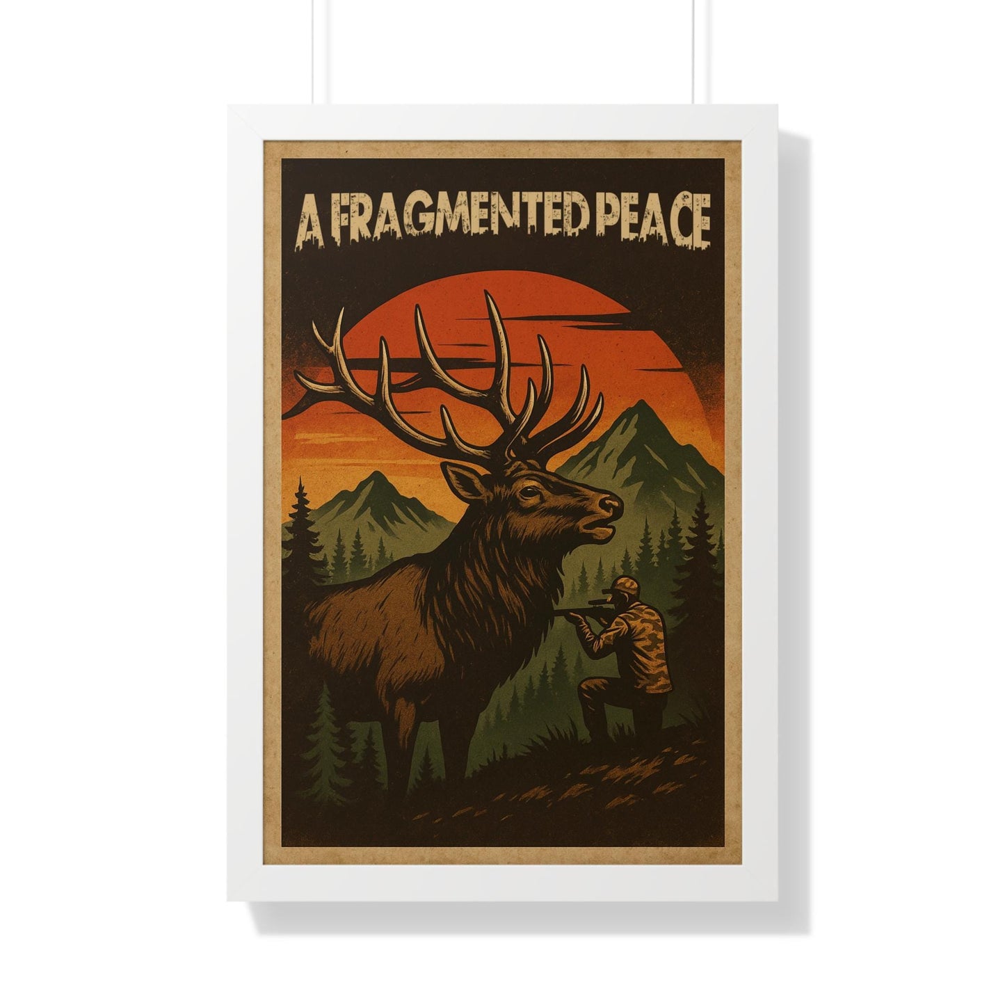 Elk Portrait Wall Art Framed Vertical Poster for Hunters & Nature Lovers Outdoor Décor Gift - Toddcraft