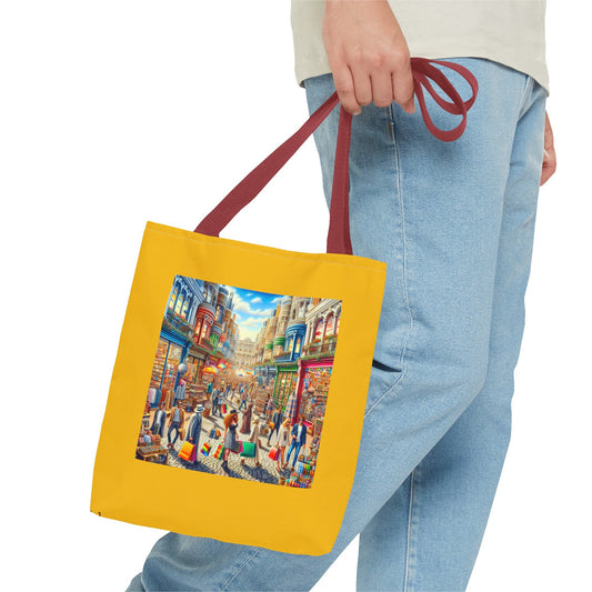 Vintage-Inspired Yellow Canvas Tote: Trendy Art Shopping Bag for Women, Retro Digital Design - Toddcraft