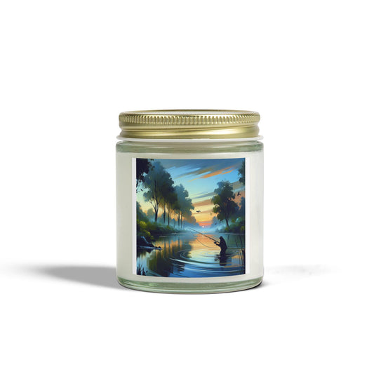 Coconut Apricot Wax Scented Candle 4oz & 9oz Hand Poured Fishing Lake Fragrance, Natural Soy Wax, Relaxing Home Decor Gift - Toddcraft