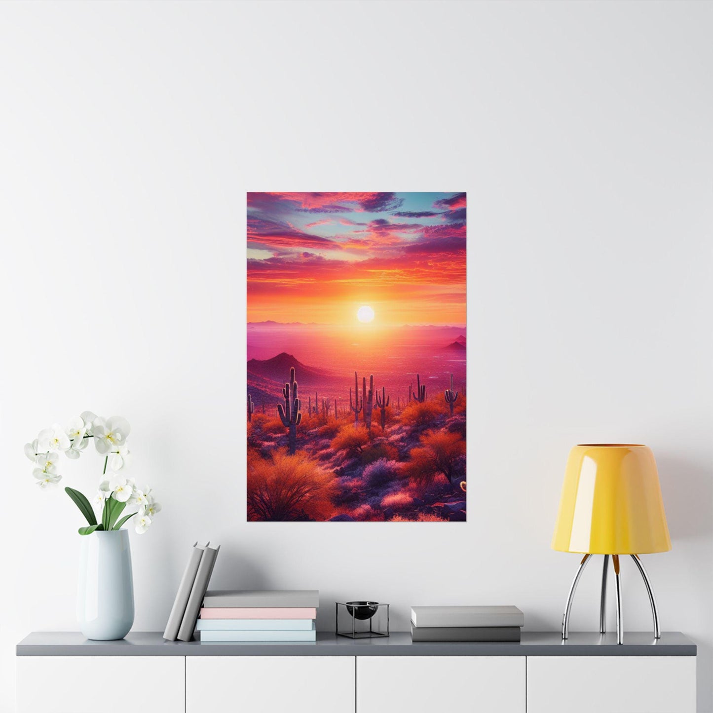 Matte Vertical Sunrise and Sunset Posters: Minimalist Desert Landscape Wall Art Prints - Toddcraft