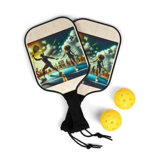 Stylish Retro 3D Pickleball Paddle Kit: Custom Crafted 2-Piece Set for Unique Sports Enthusiasts - Toddcraft