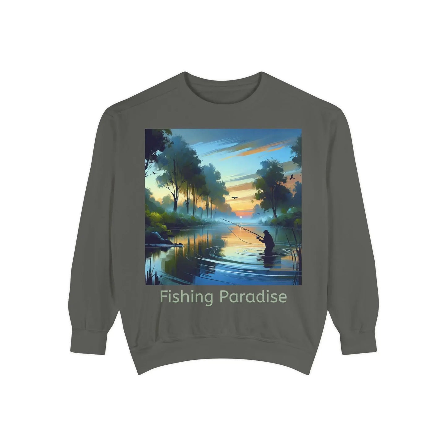 Fishing Paradise Unisex Garment-Dyed Sweatshirt Retro Angler Pullover, Lake Life Fisherman Gift, Outdoors Hoodie Alternative, Nature Love - Toddcraft