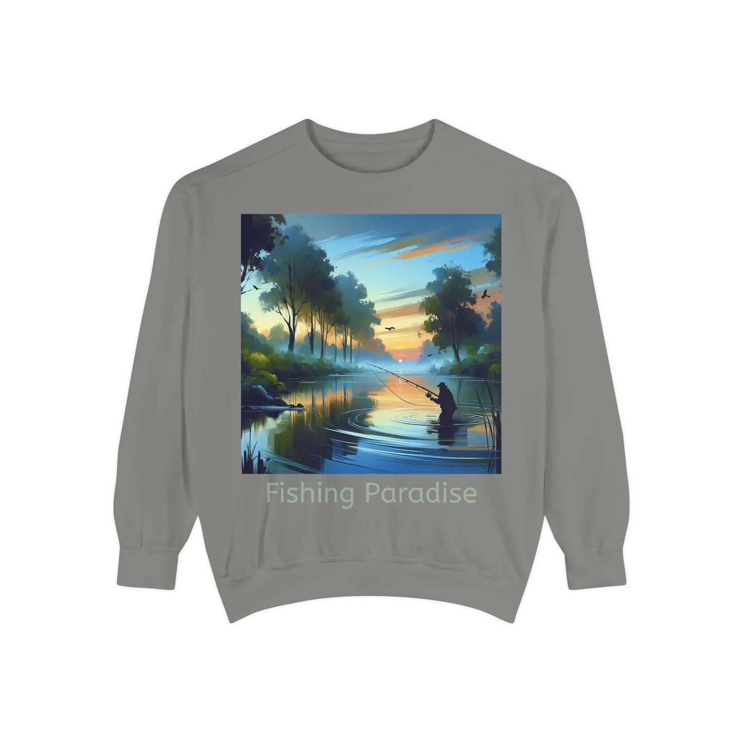 Fishing Paradise Unisex Garment-Dyed Sweatshirt Retro Angler Pullover, Lake Life Fisherman Gift, Outdoors Hoodie Alternative, Nature Love - Toddcraft