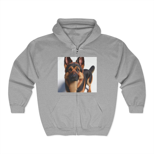 German Shepherd Full Zip Hoodie - Unisex Heavy Blend Sweatshirt for Dog Lovers and Owners - Toddcraft