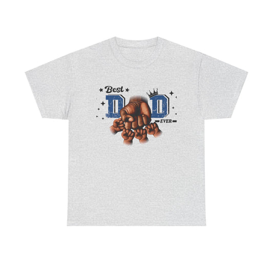 Best Dad Ever Fist Bump Tee Unisex Heavy Cotton Shirt with Dad and Four Kids Graphic, Perfect Fathers Day Gift from Mothers, Daughters - Toddcraft