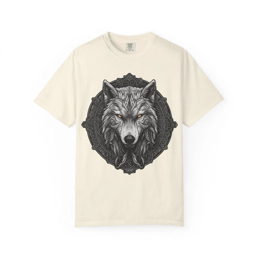 Wolf Face T-Shirt Unisex Garment-Dyed Soft Cotton Graphic Tee Casual Wildlife Apparel - Toddcraft