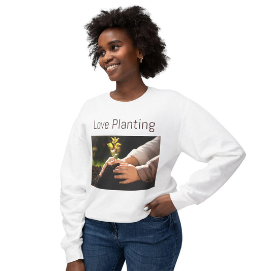 Unisex Lightweight Crewneck Sweatshirt for Plant Lovers - Peace Love Plants Gardening Gift - Toddcraft