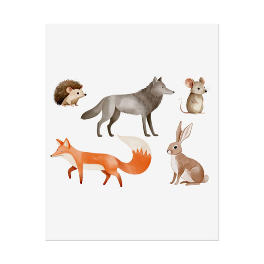 Watercolor Woodland Animals Nursery Prints, Forest Animal Wall Art Set, Neutral Baby Room Decor, Unframed Nursery Gift Posters, Rolled Art - Toddcraft
