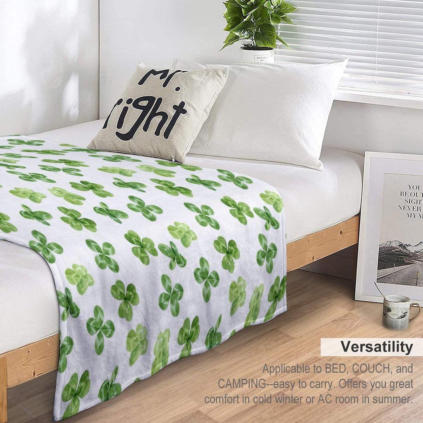 Floral Flannel Blanket 40"x50" Soft 330gsm One-Sided Print Cozy Throw for Home & Gift - Toddcraft