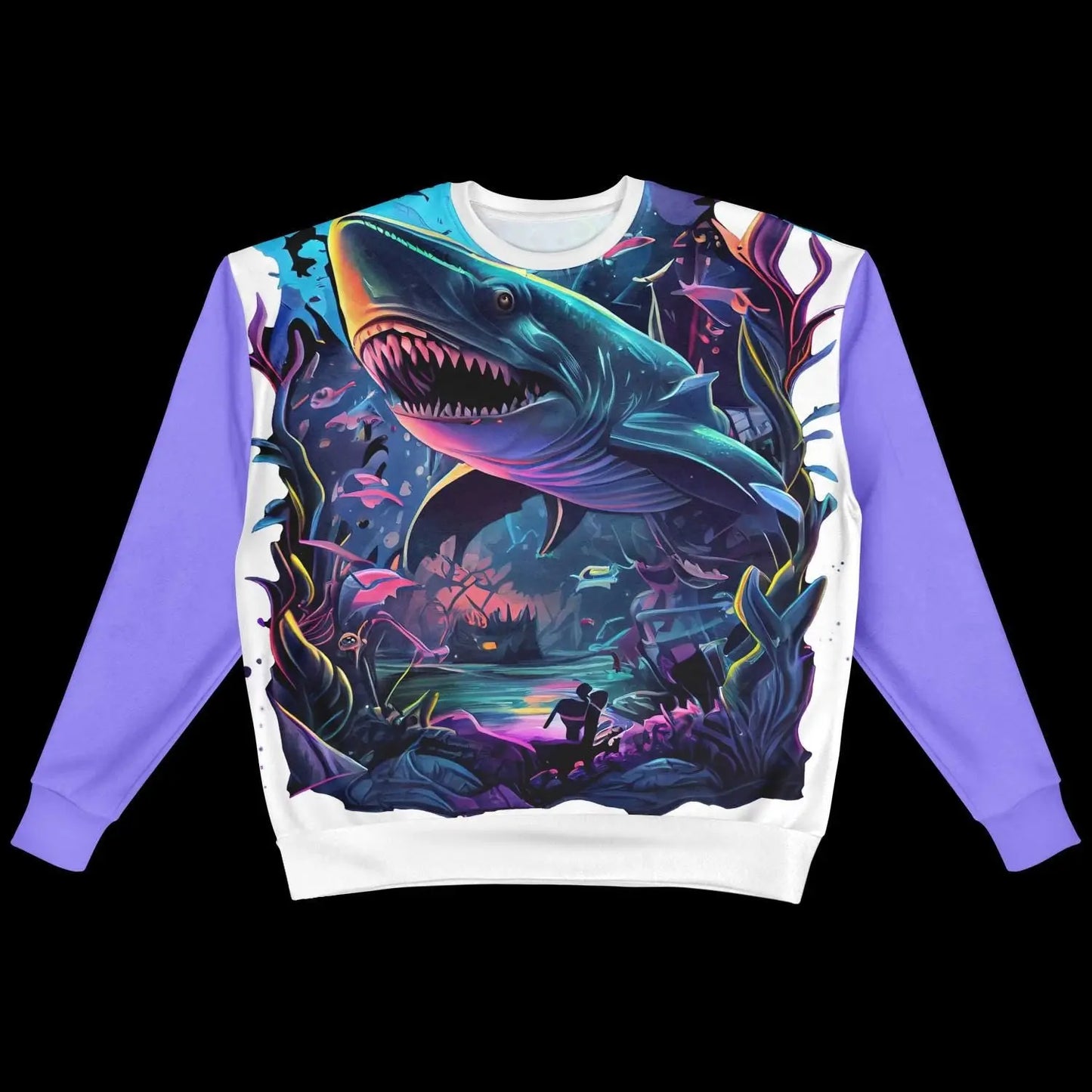 Shark Oversized Sweatshirt Heavyweight Pullover AOP Graphic Hoodie Casual Loose Fit Cozy Top - Toddcraft