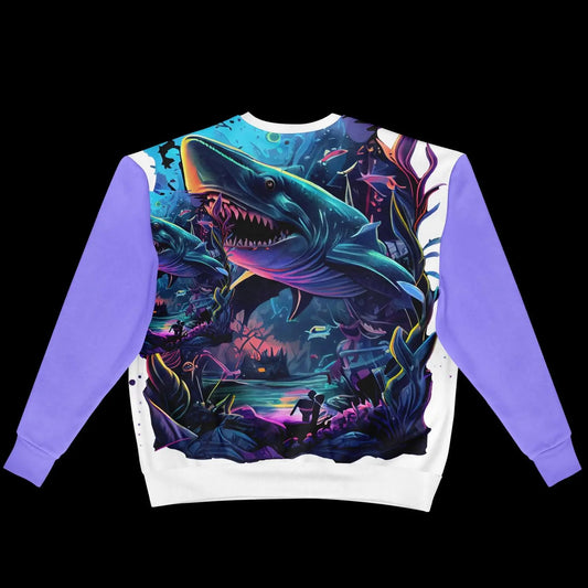 Shark Oversized Sweatshirt Heavyweight Pullover AOP Graphic Hoodie Casual Loose Fit Cozy Top - Toddcraft