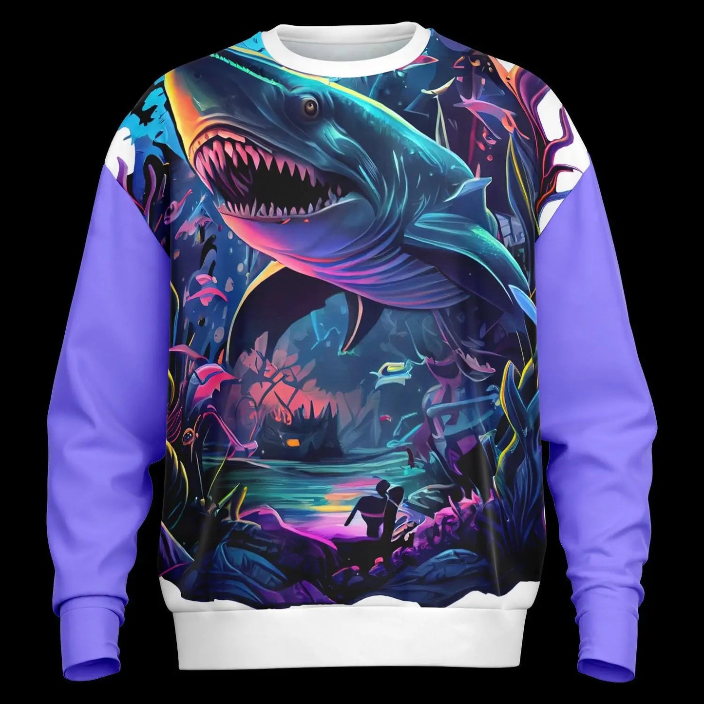 Shark Oversized Sweatshirt Heavyweight Pullover AOP Graphic Hoodie Casual Loose Fit Cozy Top - Toddcraft
