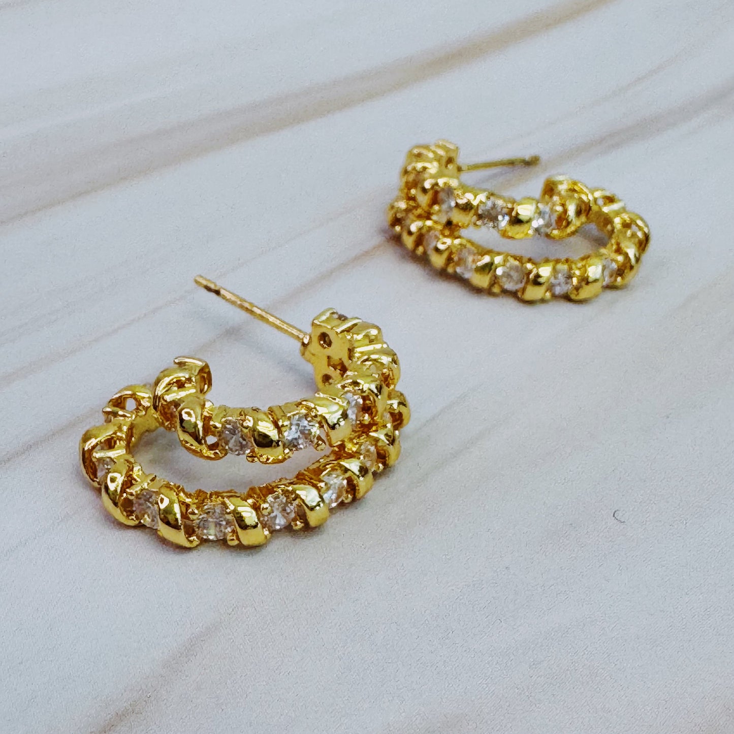 Spiral Sparkle Double Hoop Earrings - Toddcraft