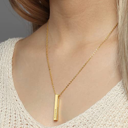 Personalized Mother Necklace, 4 Side Bar Necklace, Kids Names Necklace - Toddcraft