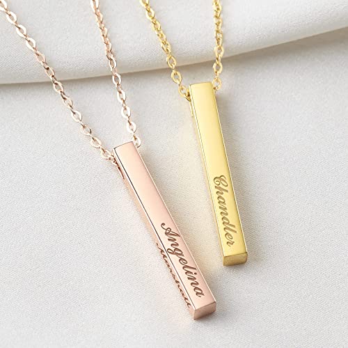 Personalized Mother Necklace, 4 Side Bar Necklace, Kids Names Necklace - Toddcraft