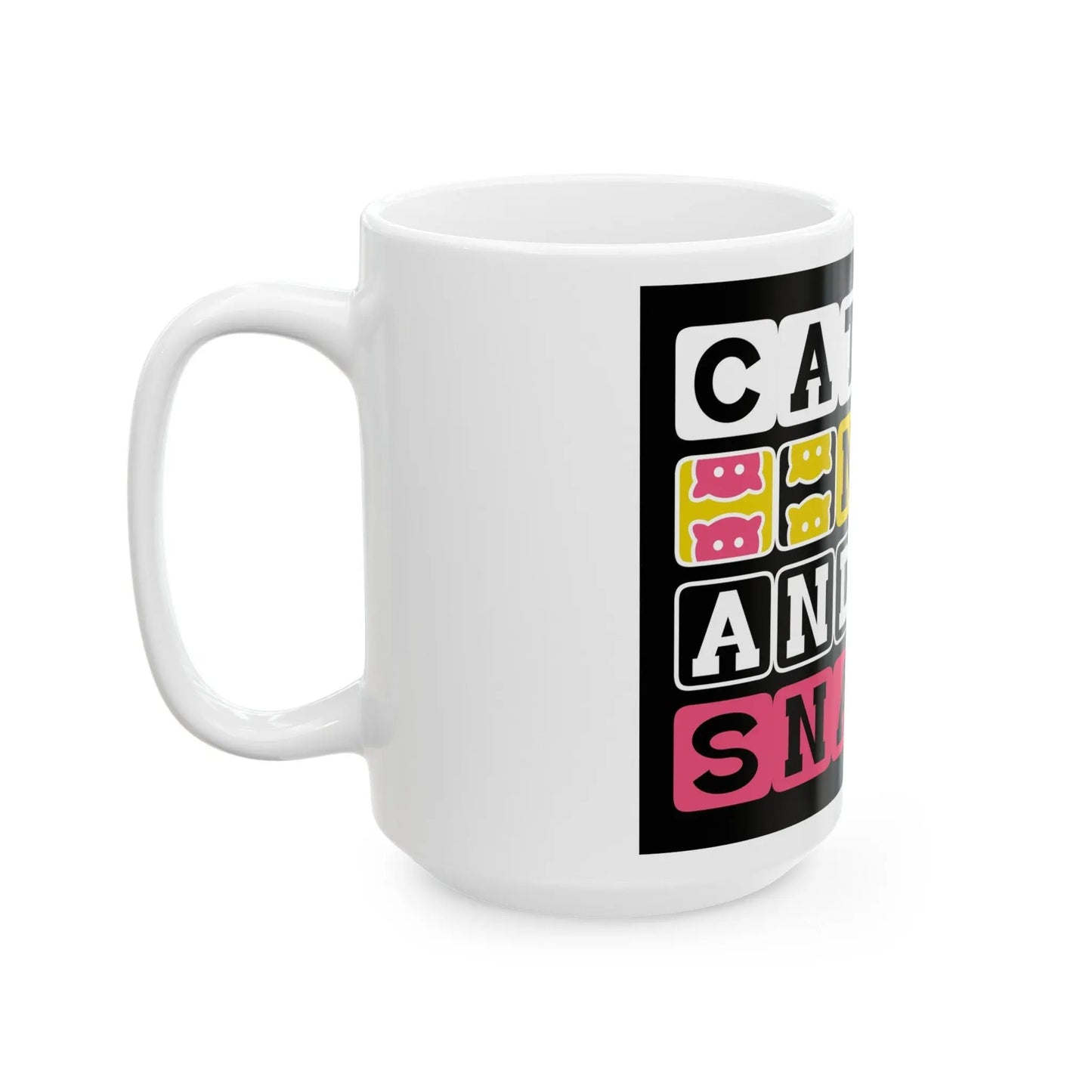 Whimsical Ceramic Mug: Cats, Naps, Snacks - Perfect Gift for Feline Enthusiasts & Cat Moms - Toddcraft