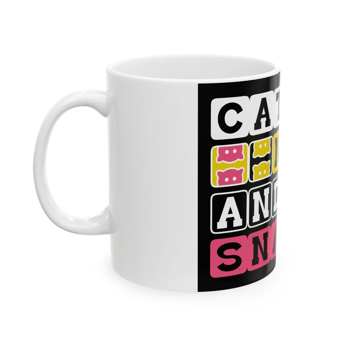 Whimsical Ceramic Mug: Cats, Naps, Snacks - Perfect Gift for Feline Enthusiasts & Cat Moms - Toddcraft