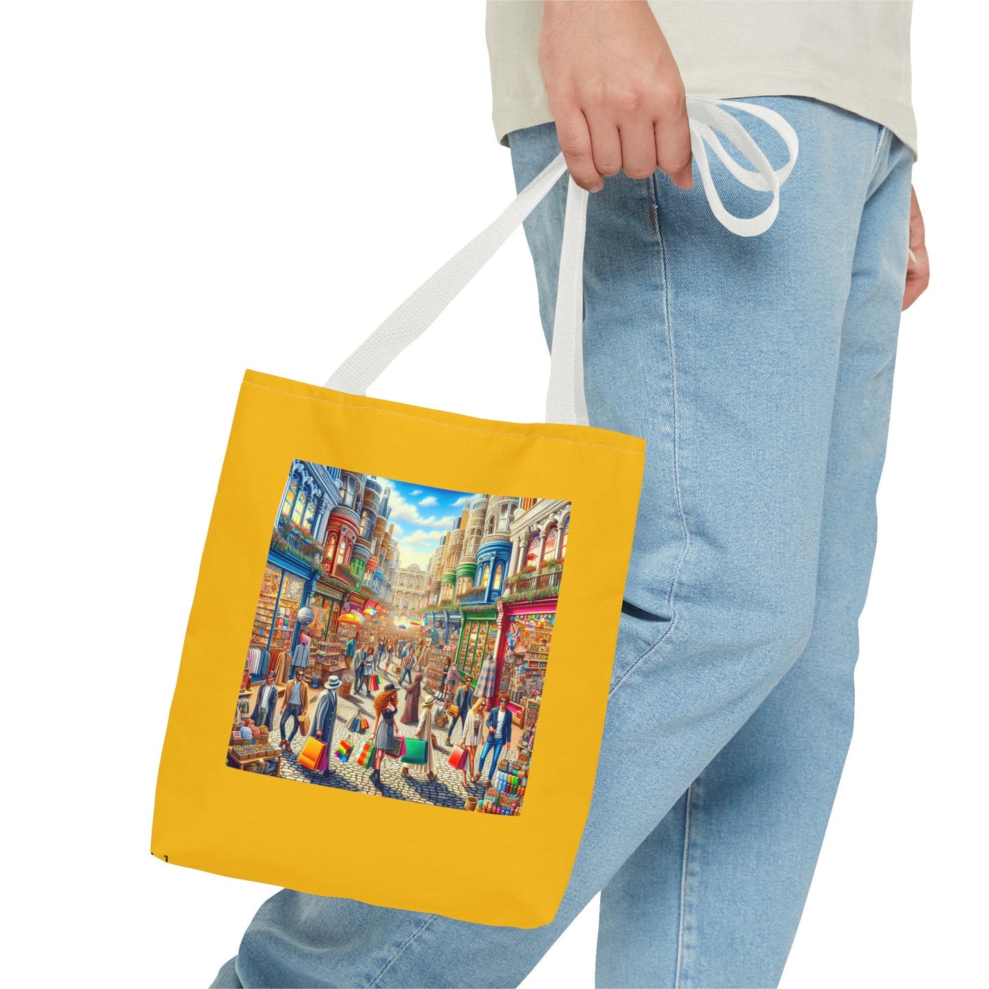 Vintage-Inspired Yellow Canvas Tote: Trendy Art Shopping Bag for Women, Retro Digital Design - Toddcraft