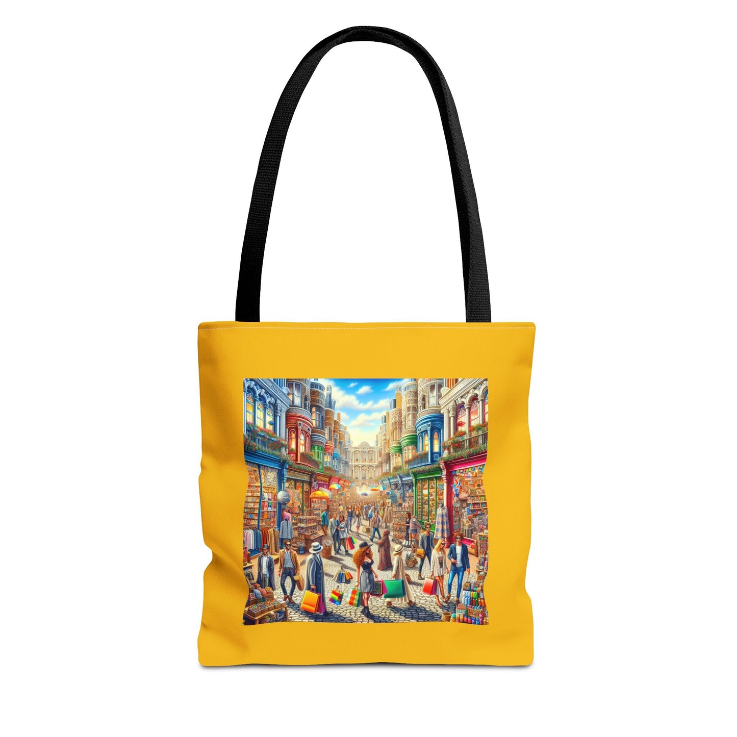 Vintage-Inspired Yellow Canvas Tote: Trendy Art Shopping Bag for Women, Retro Digital Design - Toddcraft
