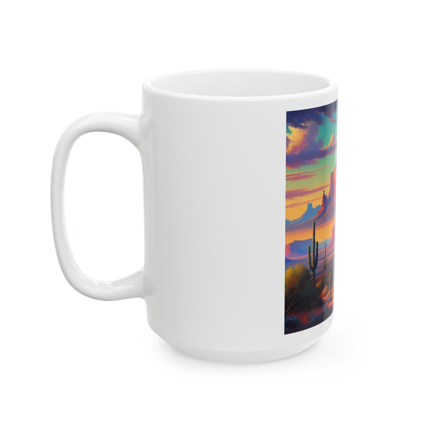 Arizona Desert Landscape Ceramic Mug with Saguaro Cactus Sunrise Scene - Southwestern Decor Coffee Cup - Toddcraft