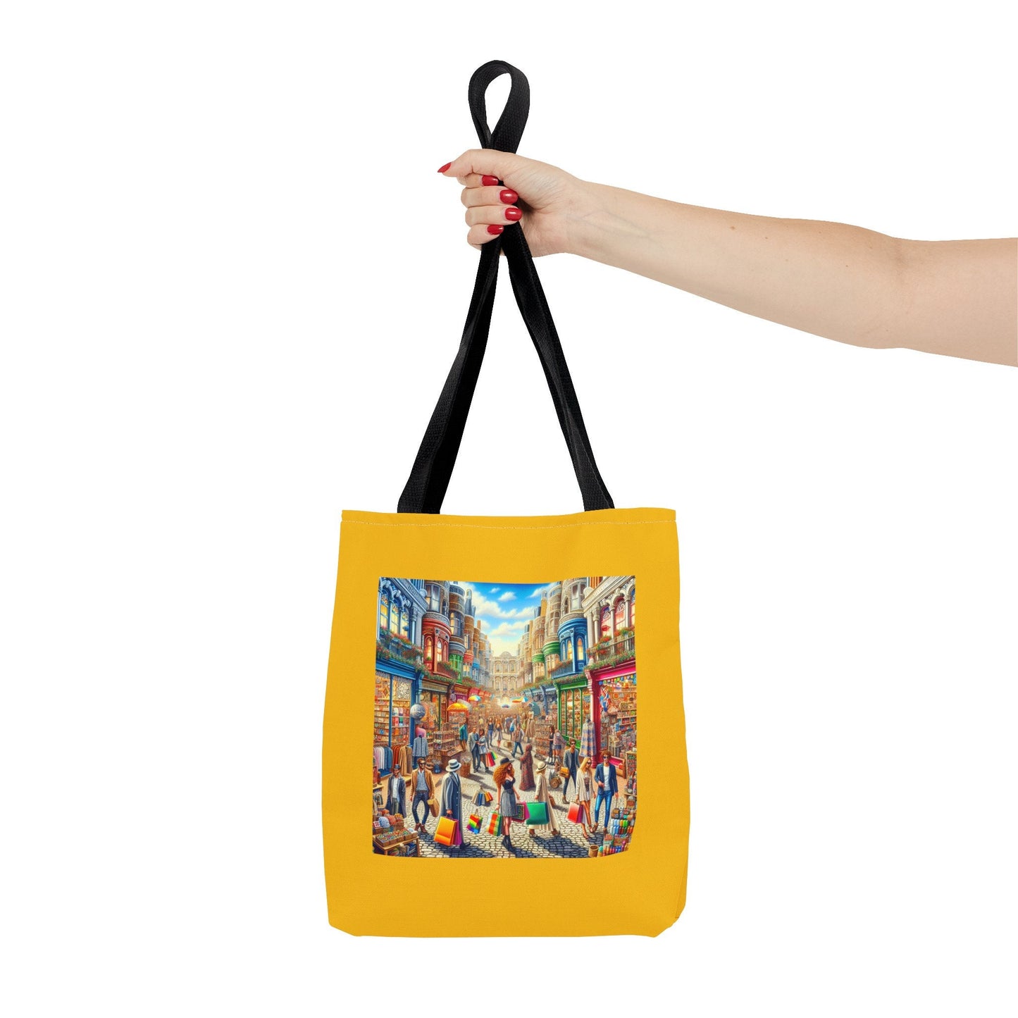 Vintage-Inspired Yellow Canvas Tote: Trendy Art Shopping Bag for Women, Retro Digital Design - Toddcraft