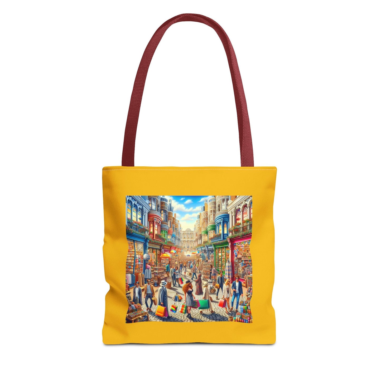 Vintage-Inspired Yellow Canvas Tote: Trendy Art Shopping Bag for Women, Retro Digital Design - Toddcraft