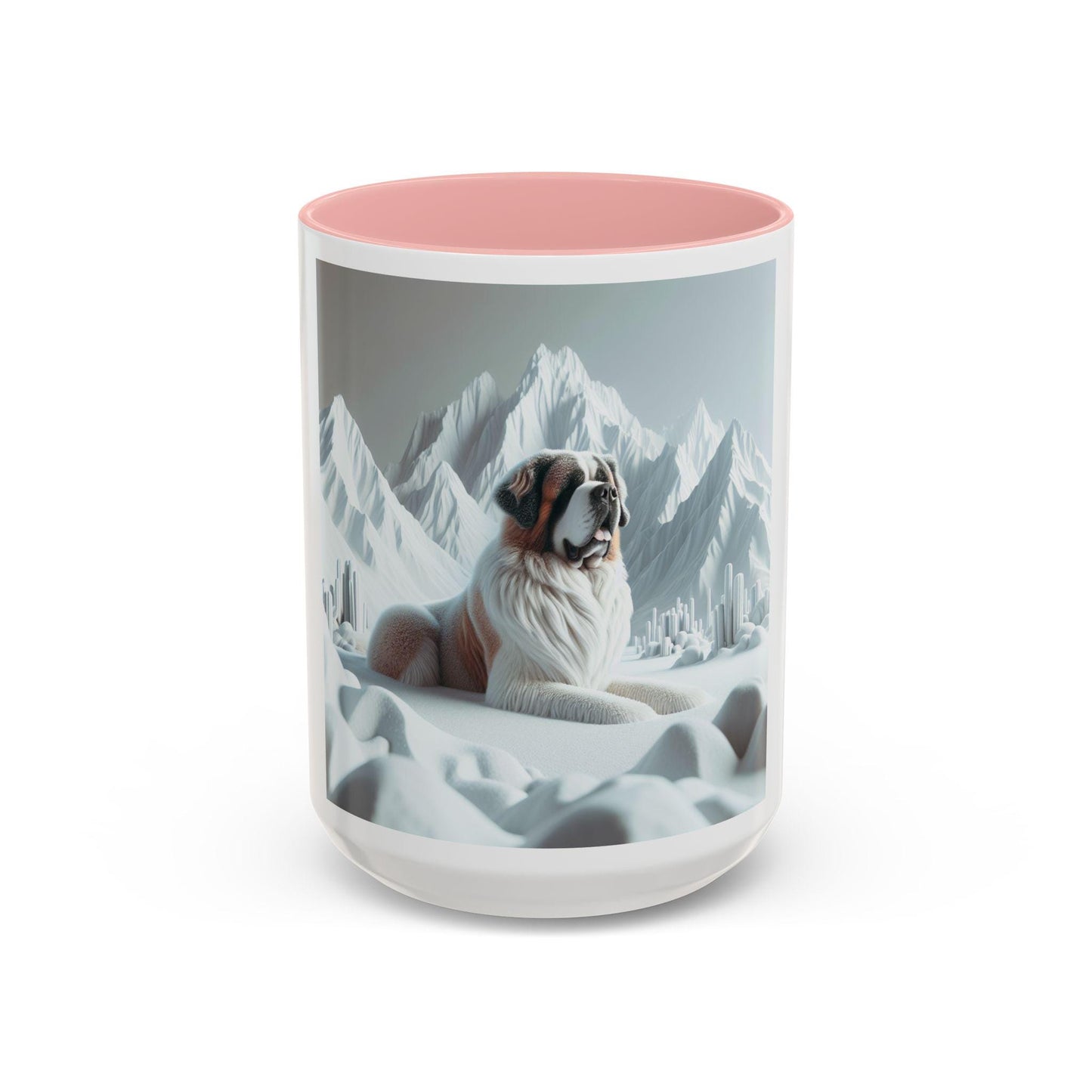 St. Bernard Dog Coffee Mug 11oz & 15oz 3D Accent Mug with Snowy Mountain Design, Cute Pet Lover Gift - Toddcraft