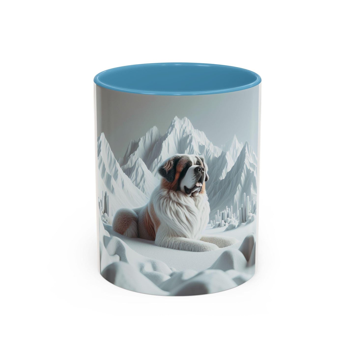 St. Bernard Dog Coffee Mug 11oz & 15oz 3D Accent Mug with Snowy Mountain Design, Cute Pet Lover Gift - Toddcraft