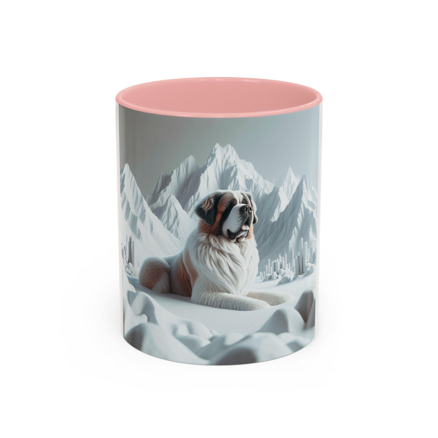 St. Bernard Dog Coffee Mug 11oz & 15oz 3D Accent Mug with Snowy Mountain Design, Cute Pet Lover Gift - Toddcraft