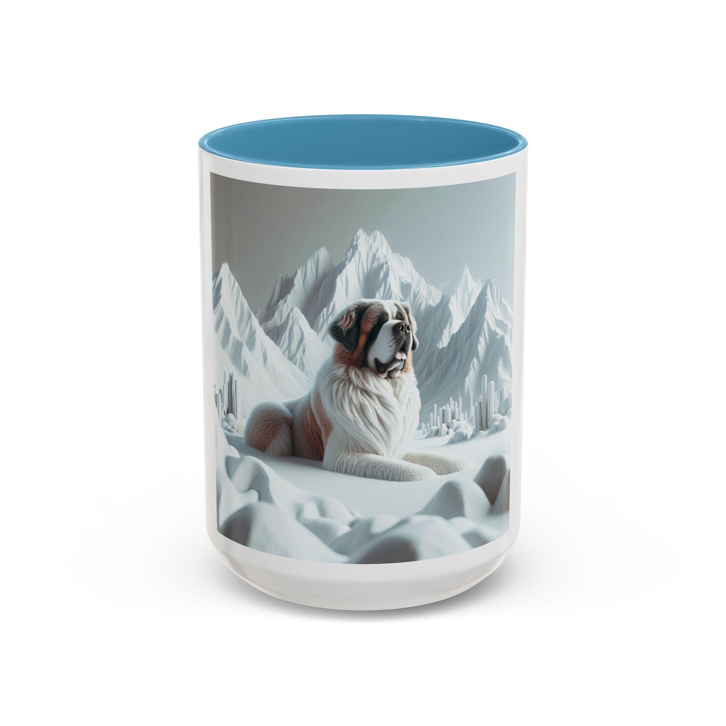 St. Bernard Dog Coffee Mug 11oz & 15oz 3D Accent Mug with Snowy Mountain Design, Cute Pet Lover Gift - Toddcraft