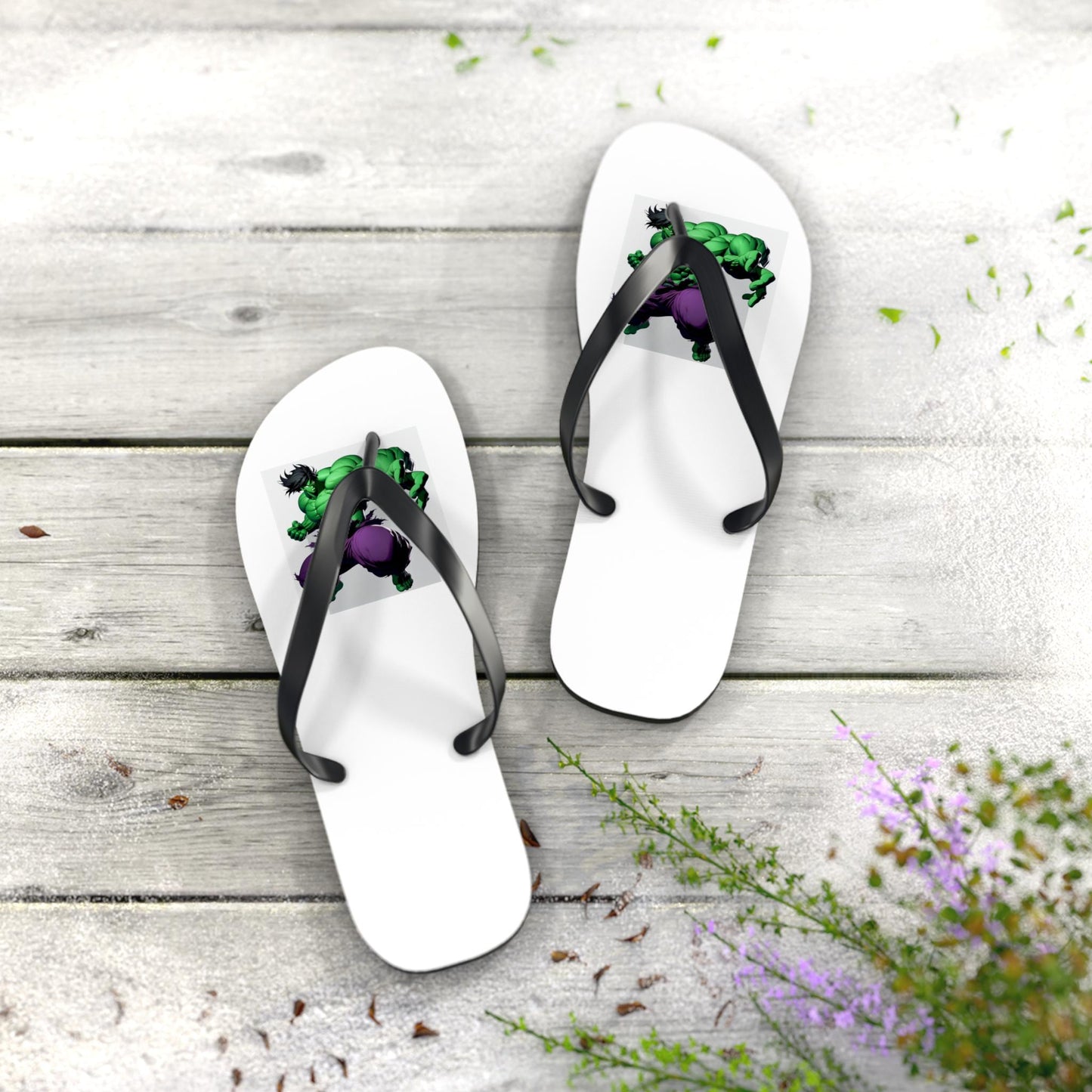 Vintage Hulk Flip Flops: Nerdy Comic Beach Sandals for Kids, Retro Summer Shoes, Unique Gift Idea - Toddcraft