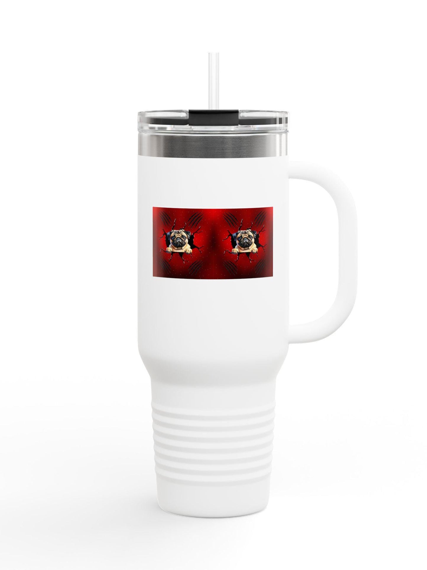 40oz Insulated Pug Travel Mug - Stainless Steel Tumbler for Hot & Cold Drinks, Cute Dog Lover Gift - Toddcraft