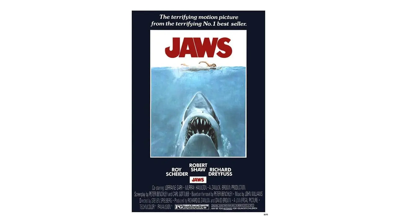 Jaws Movie Poster: Vintage Shark Attack Print - Digital Download Wall Art from Spielberg Classic - Toddcraft