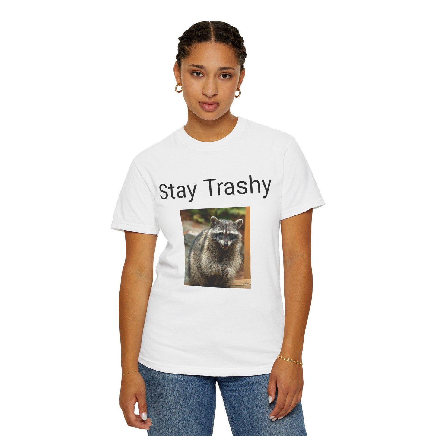 Eco-Friendly 'Stay Trashy' Unisex Garment-Dyed Tee | Quirky Animal Lover Gift | Casual Humor Shirt - Toddcraft