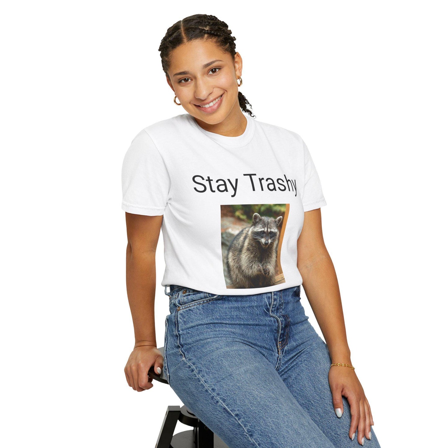 Eco-Friendly 'Stay Trashy' Unisex Garment-Dyed Tee | Quirky Animal Lover Gift | Casual Humor Shirt - Toddcraft