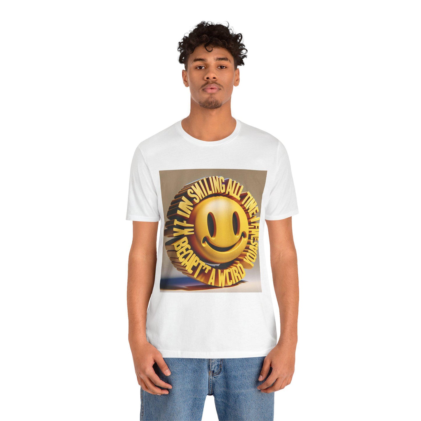 Uplifting Unisex Smiling Jersey Tee - Spread Positivity with Cheerful Vibes Apparel