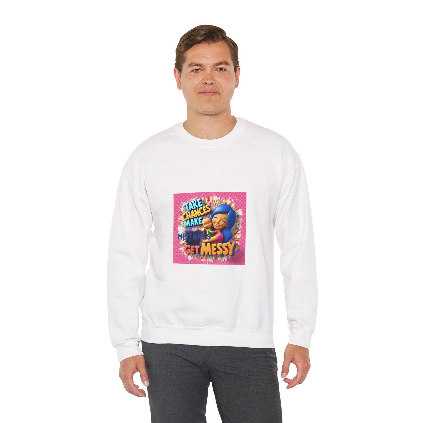 Vibrant Unisex 'Get Messy' Crewneck Sweatshirt - Playful Artistic Design for Casual Comfort - Toddcraft