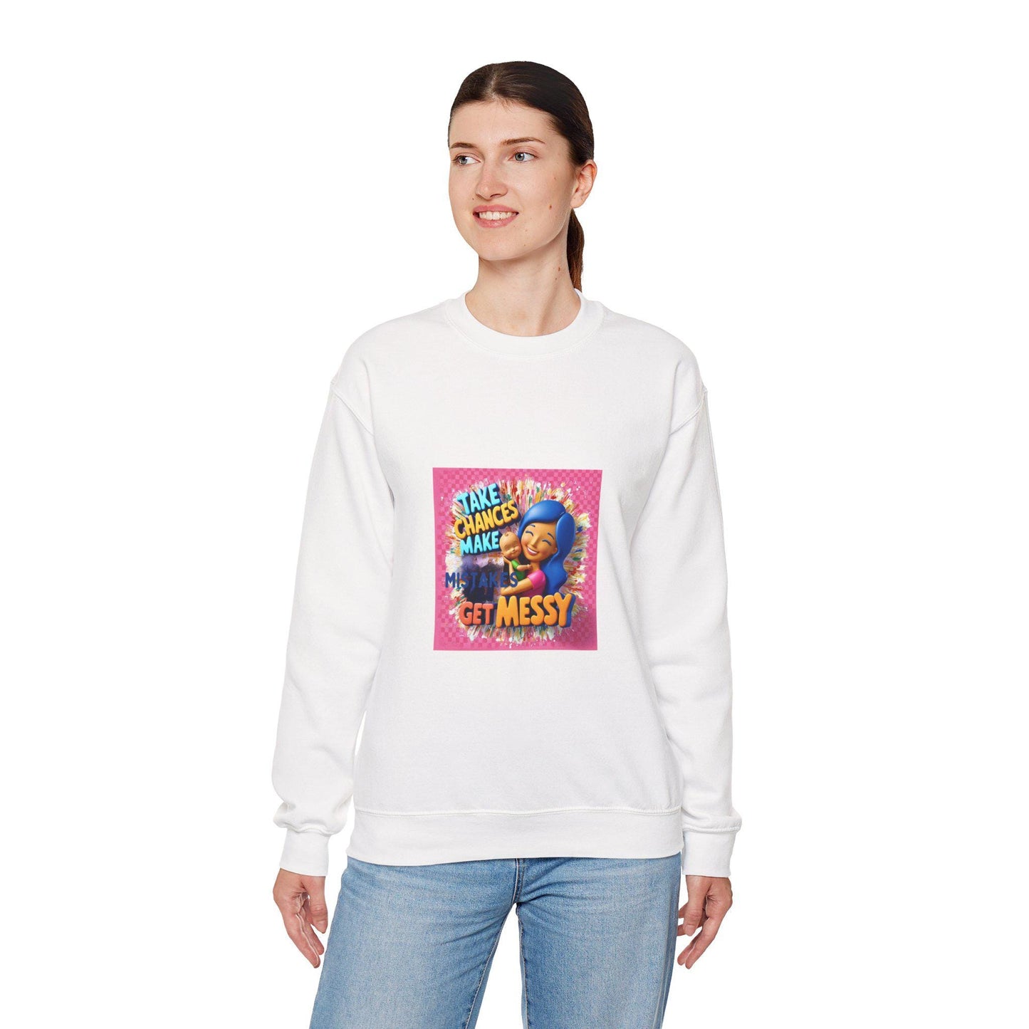 Vibrant Unisex 'Get Messy' Crewneck Sweatshirt - Playful Artistic Design for Casual Comfort - Toddcraft