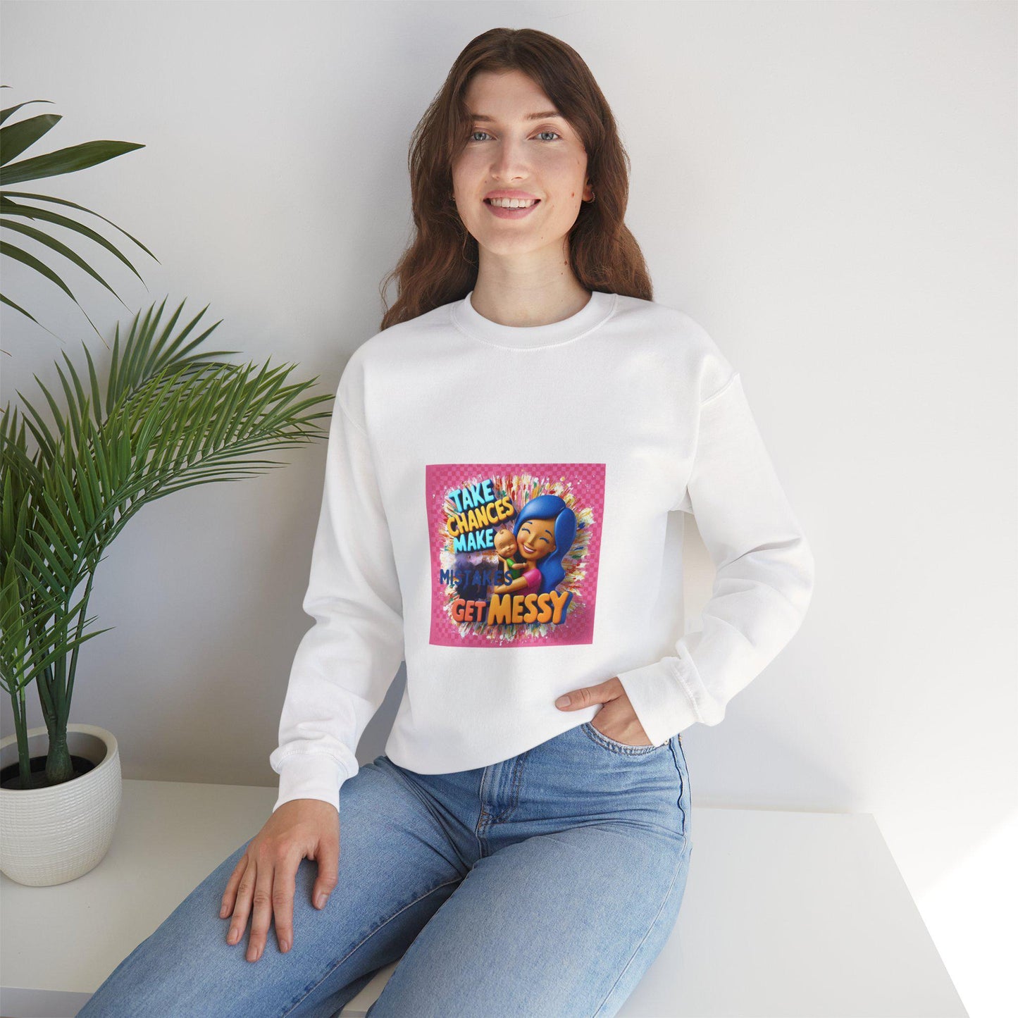 Vibrant Unisex 'Get Messy' Crewneck Sweatshirt - Playful Artistic Design for Casual Comfort - Toddcraft