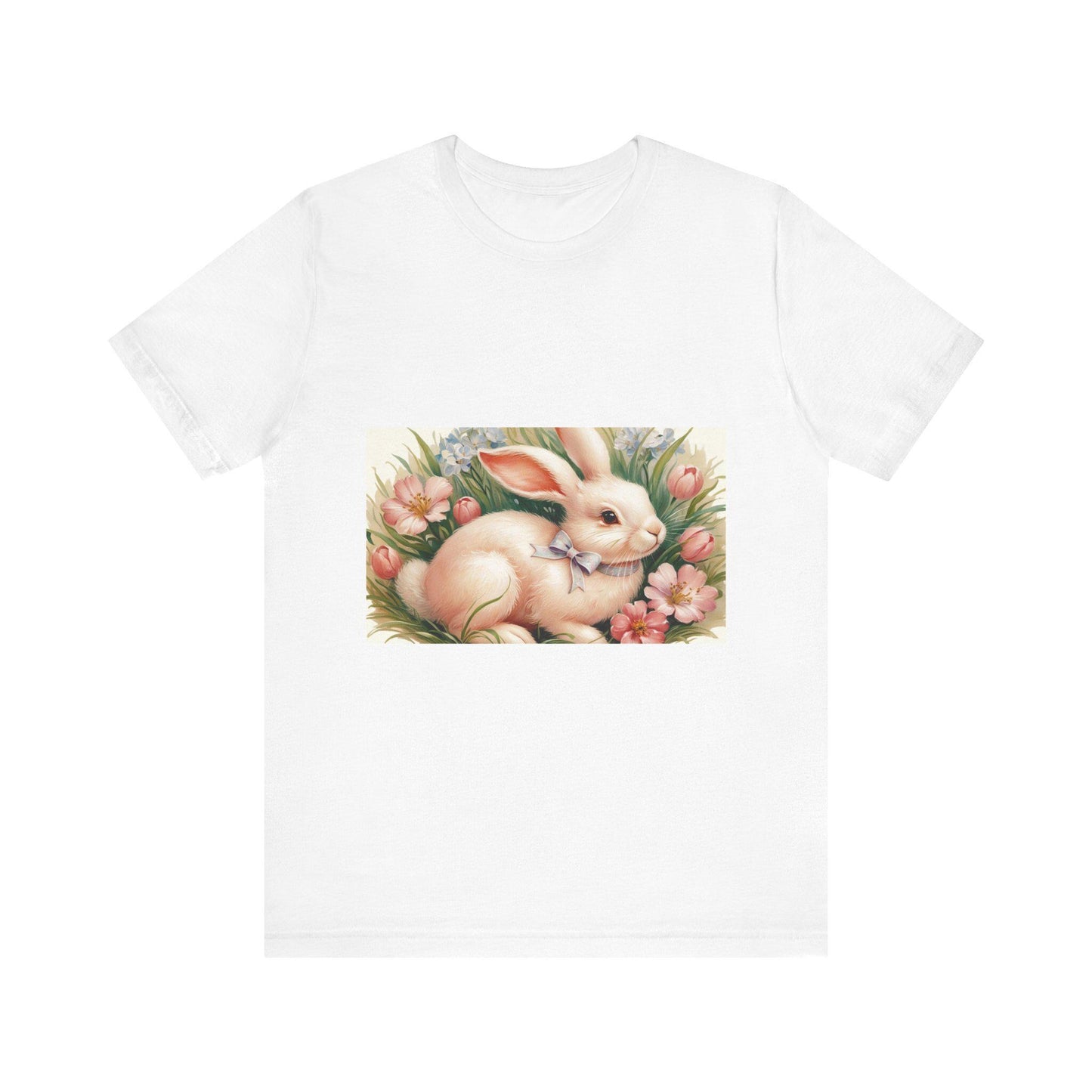 Floral Bunny Easter T-Shirt: Spring Short Sleeve Top with Cute Rabbit Design for Women - Toddcraft