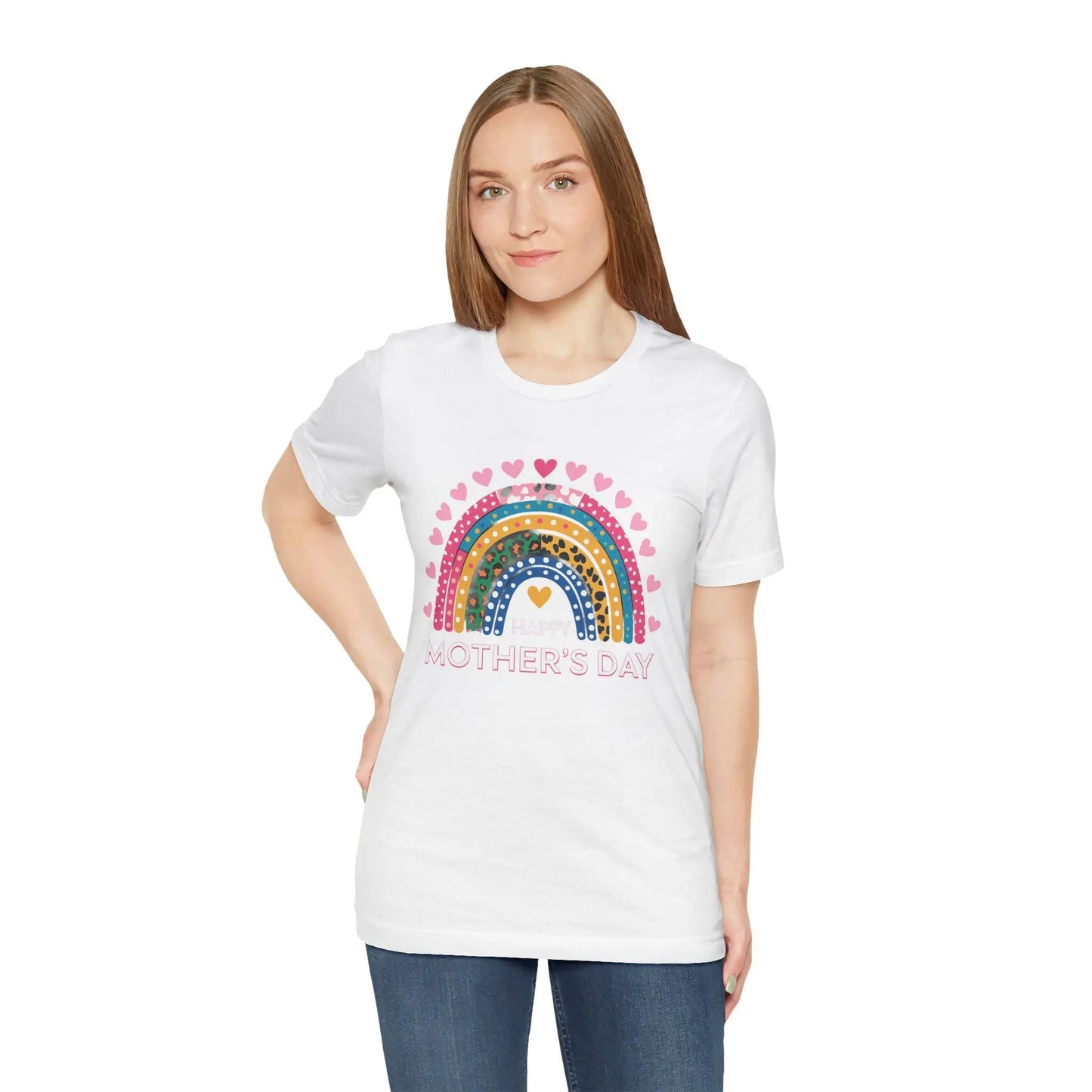 Colorful Heart-Printed Unisex Jersey Tee for Mother's Day - Family Gift from Stepdad, Father, Brother, Daughter - Toddcraft