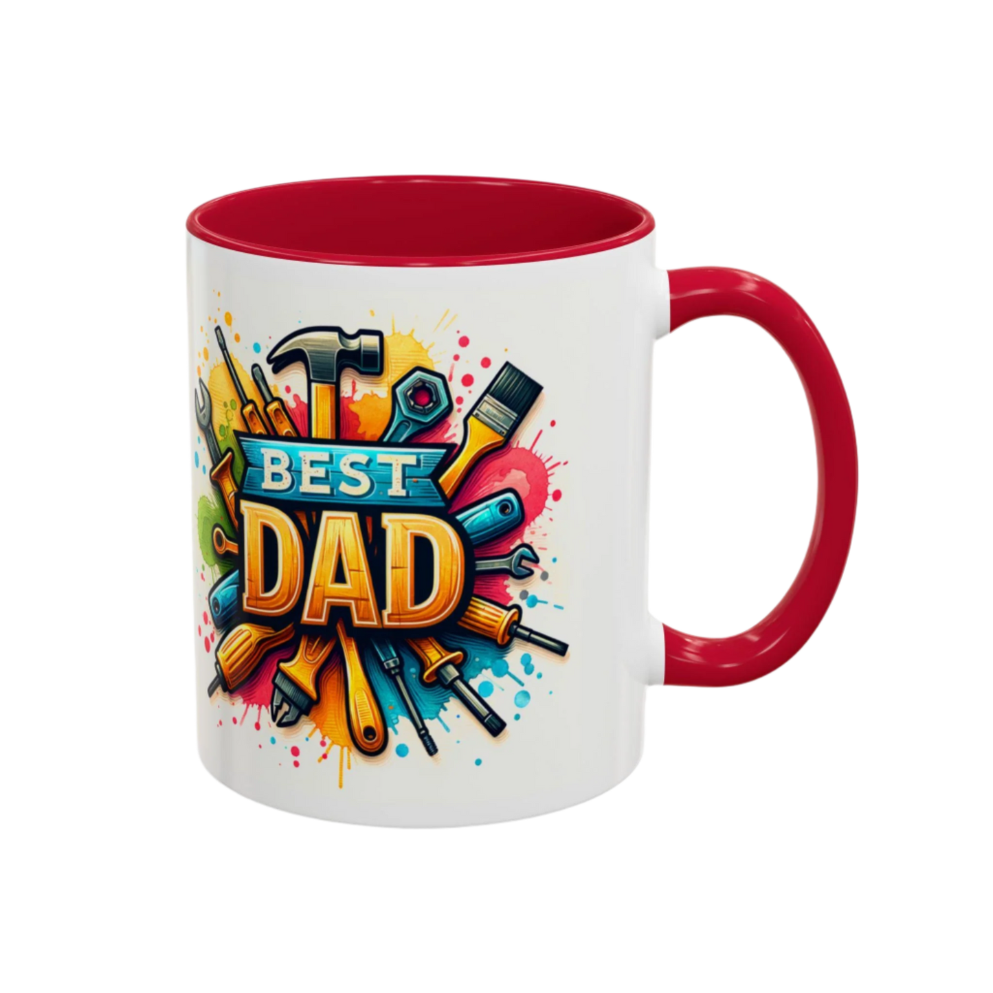 Best Dad Tool Time Mug Colorful Mechanical Fathers Gift 11oz 15oz Coffee Cup, Perfect Fathers Day Present from Kids & Mom