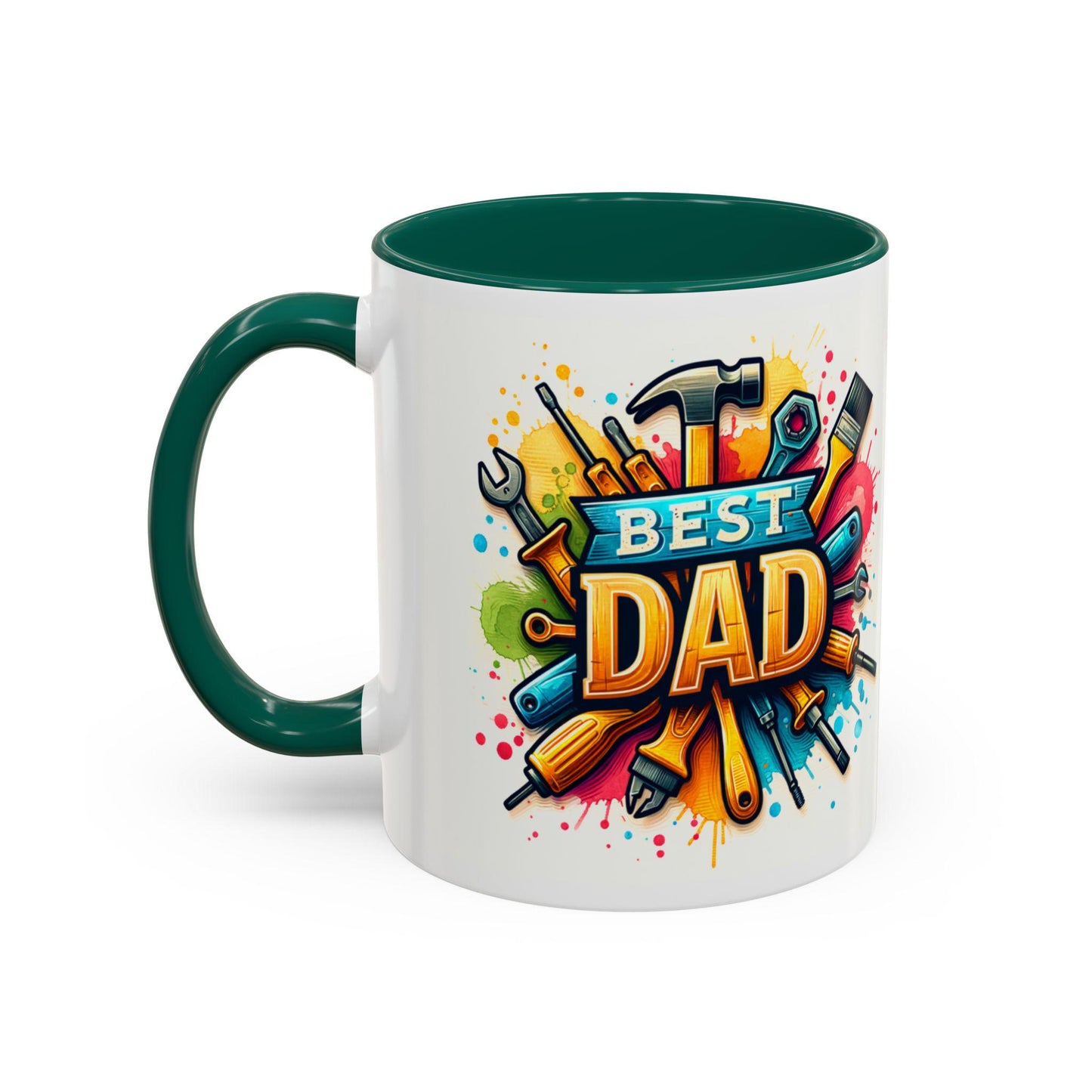 Best Dad Tool Time Mug Colorful Mechanical Fathers Gift 11oz 15oz Coffee Cup, Perfect Fathers Day Present from Kids & Mom - Toddcraft