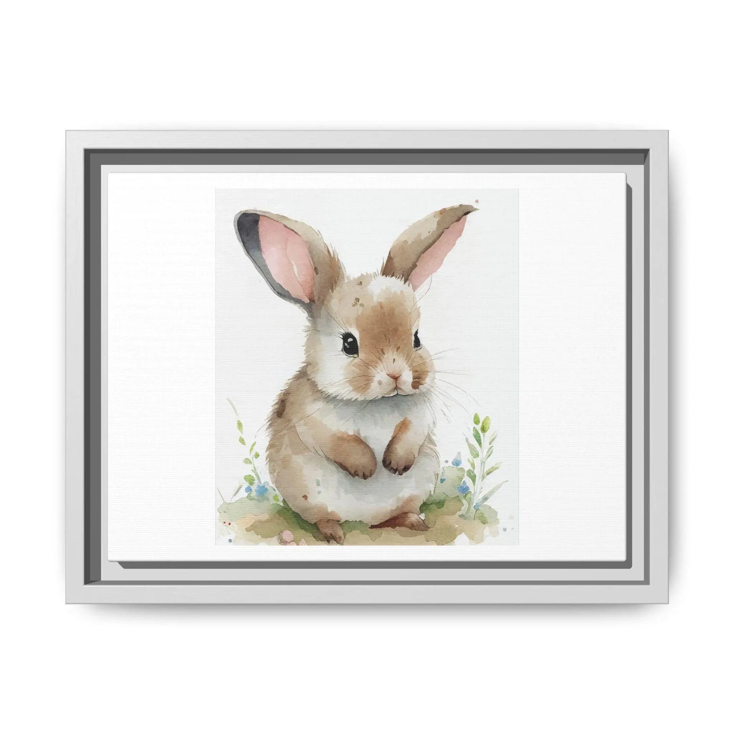 Vintage Easter Bunny Print, Muted Spring Rabbit Painting Printable Wall Art, Animal Cottagecore Decor Matte Canvas Framed - Toddcraft