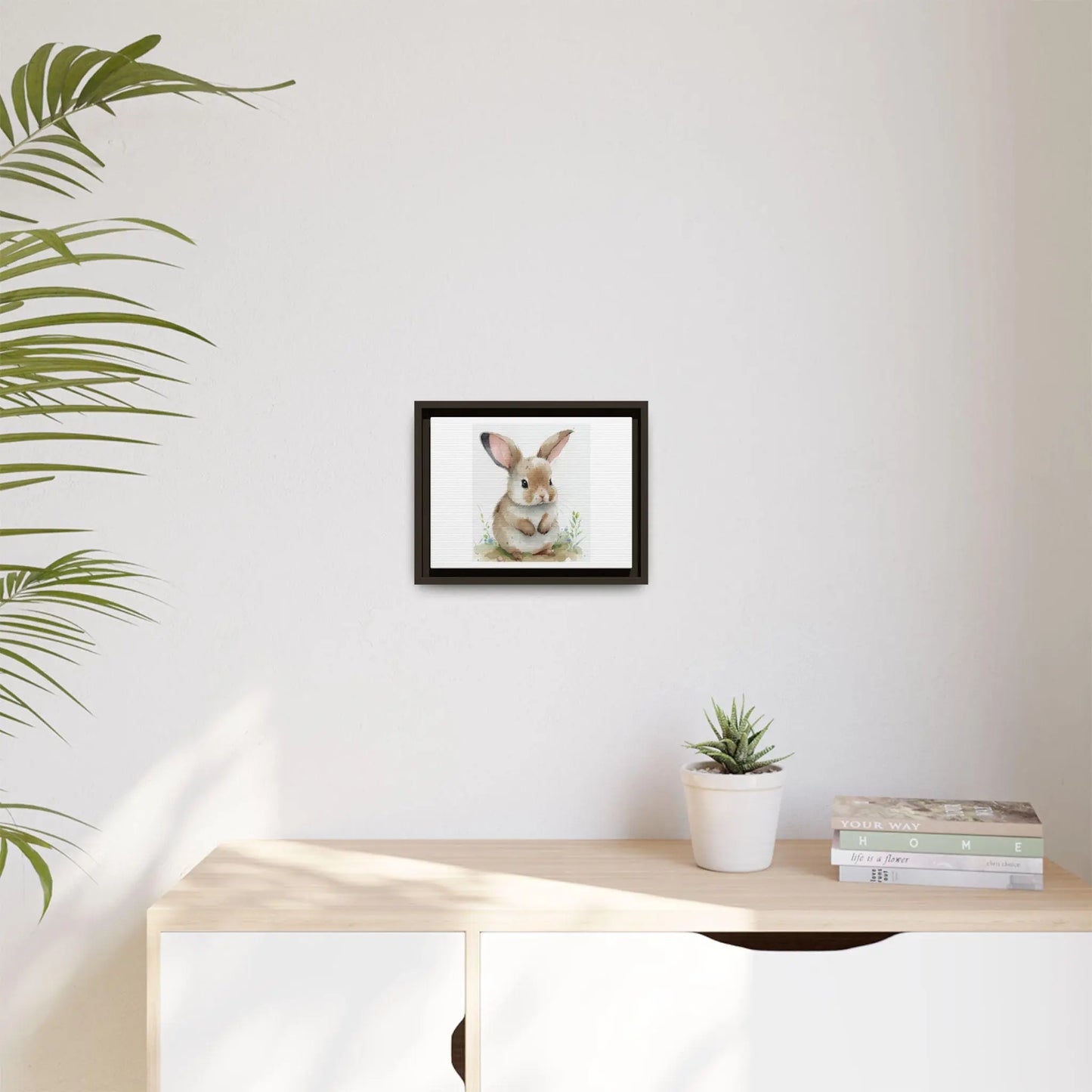 Vintage Easter Bunny Print, Muted Spring Rabbit Painting Printable Wall Art, Animal Cottagecore Decor Matte Canvas Framed - Toddcraft